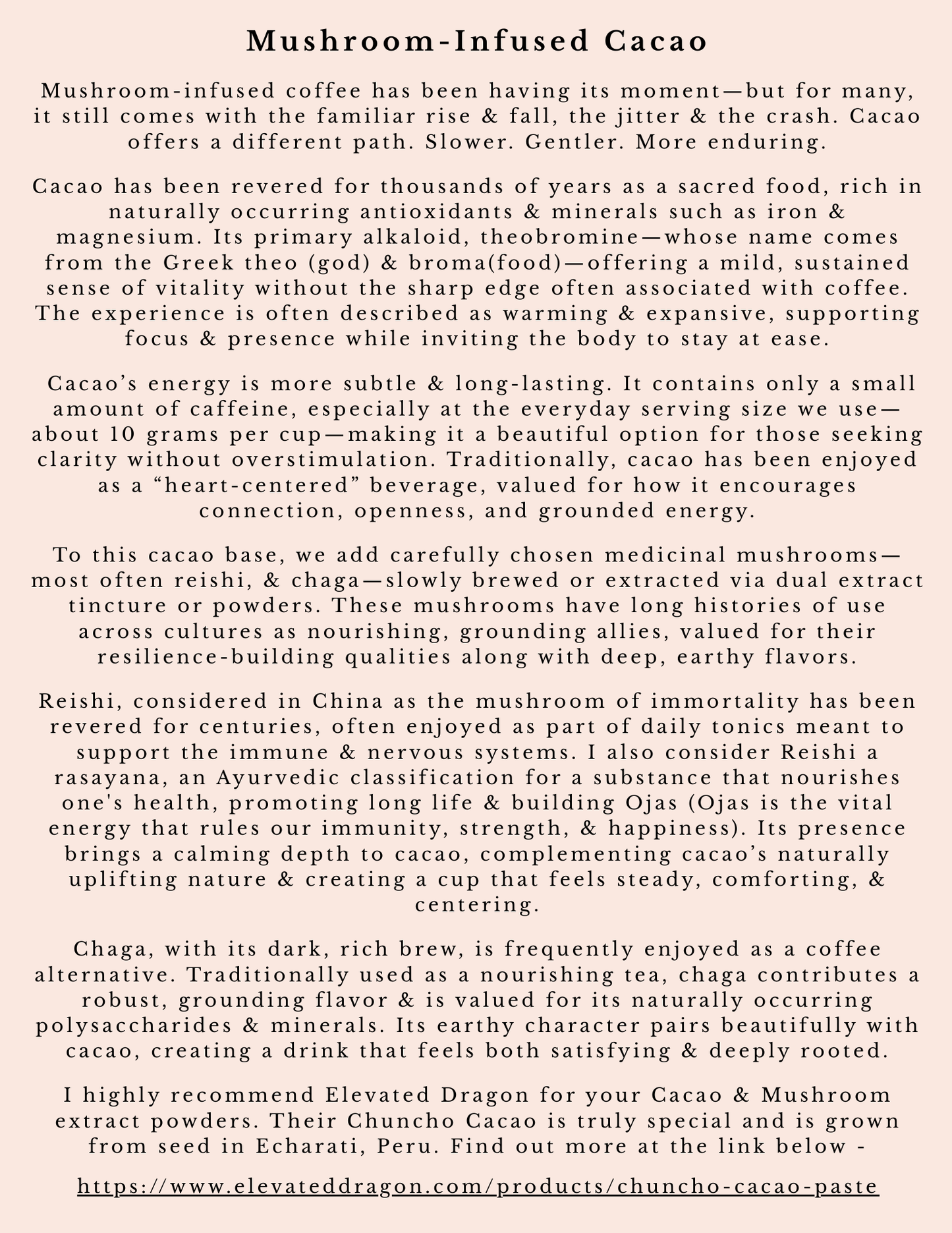 Medicinal Mushroom infused Cacao recipe