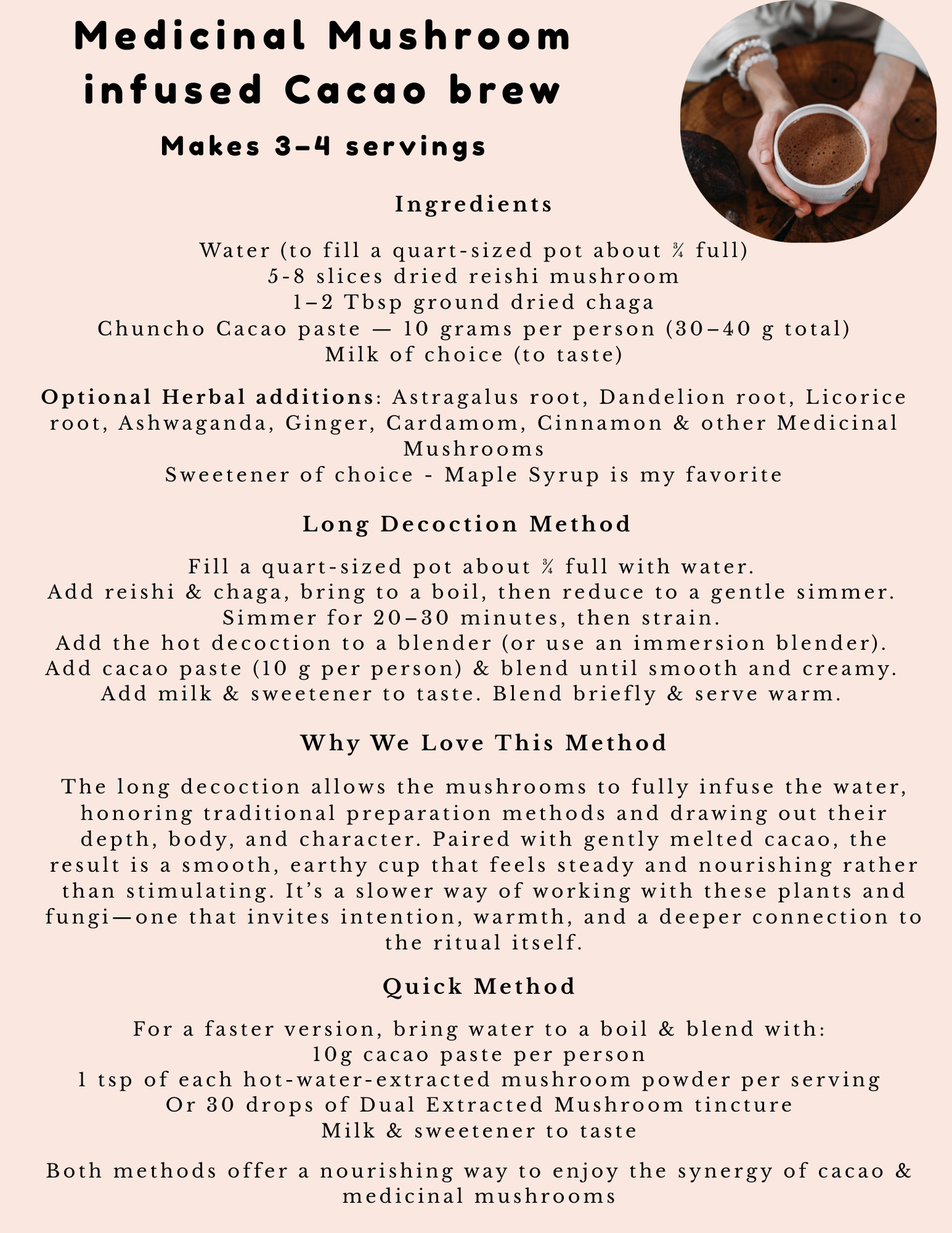 Medicinal Mushroom infused Cacao recipe