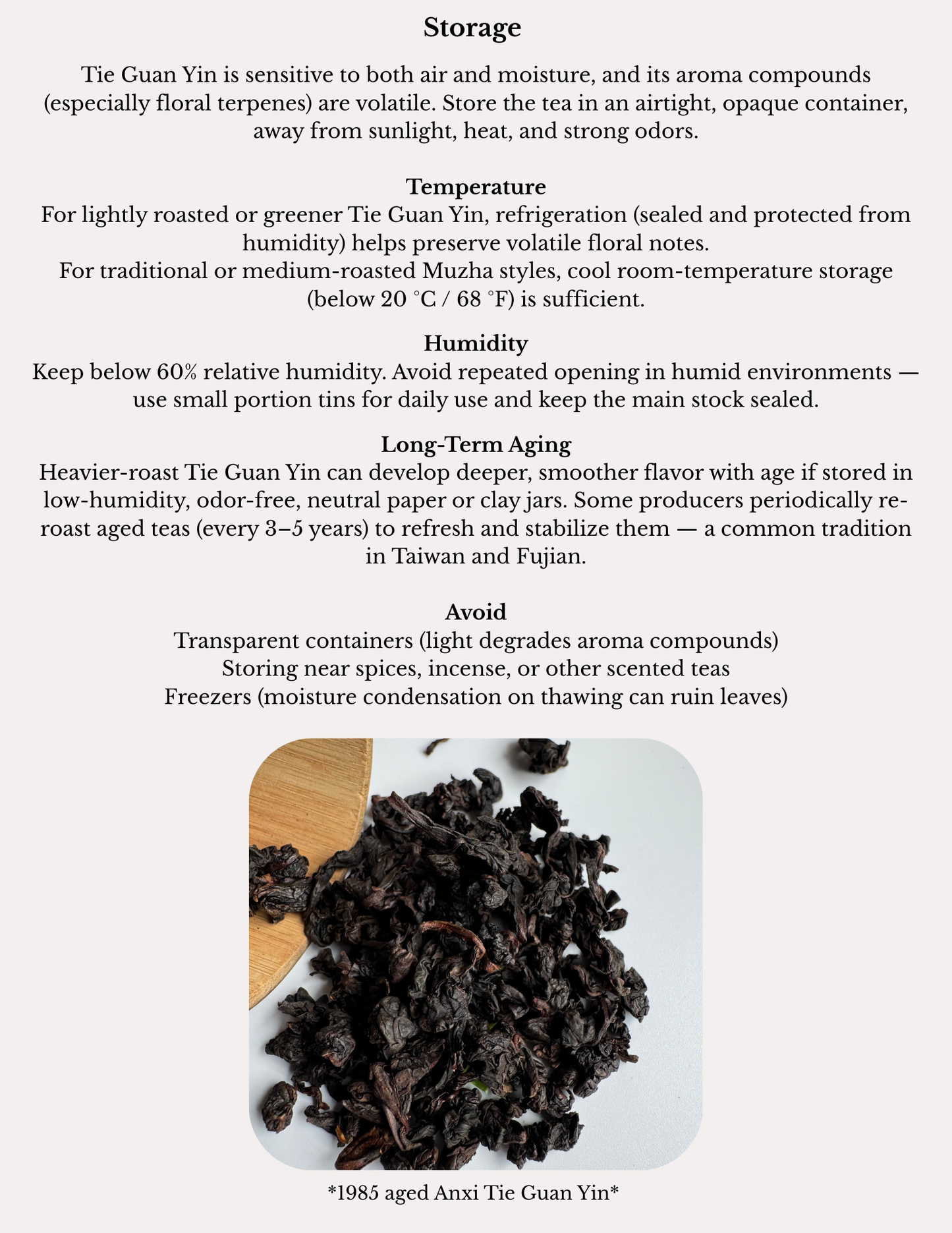 Tie Guan Yin "Iron Goddess" Tea Monograph